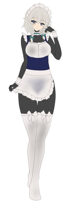 ぴっちりスク水メイド咲夜の下描きです 