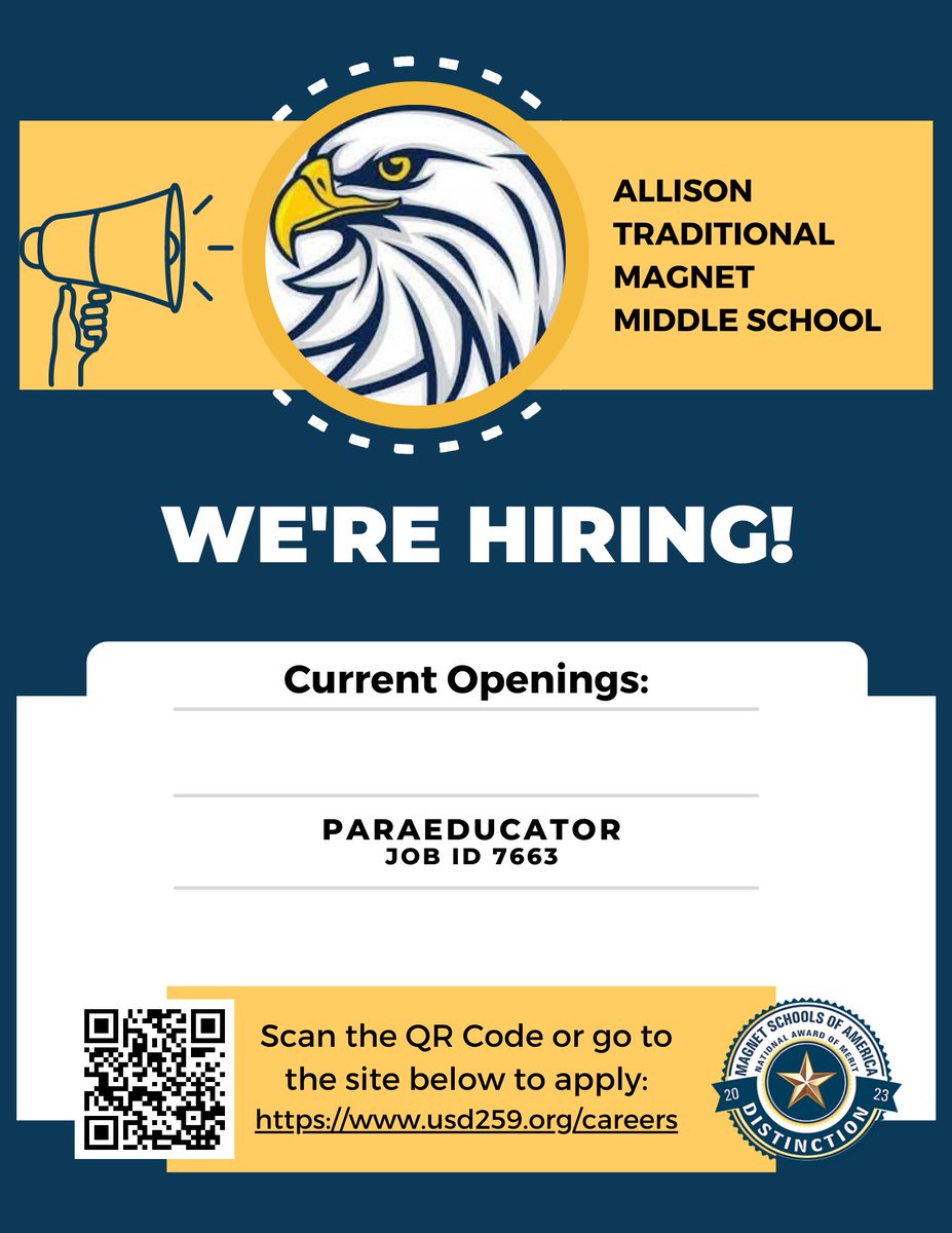 📢We are hiring another FULL TIME paraeducator! If you're interested in working with the coolest staff in town, apply today! 😃
#WPSproud #Allison259FutureFocused