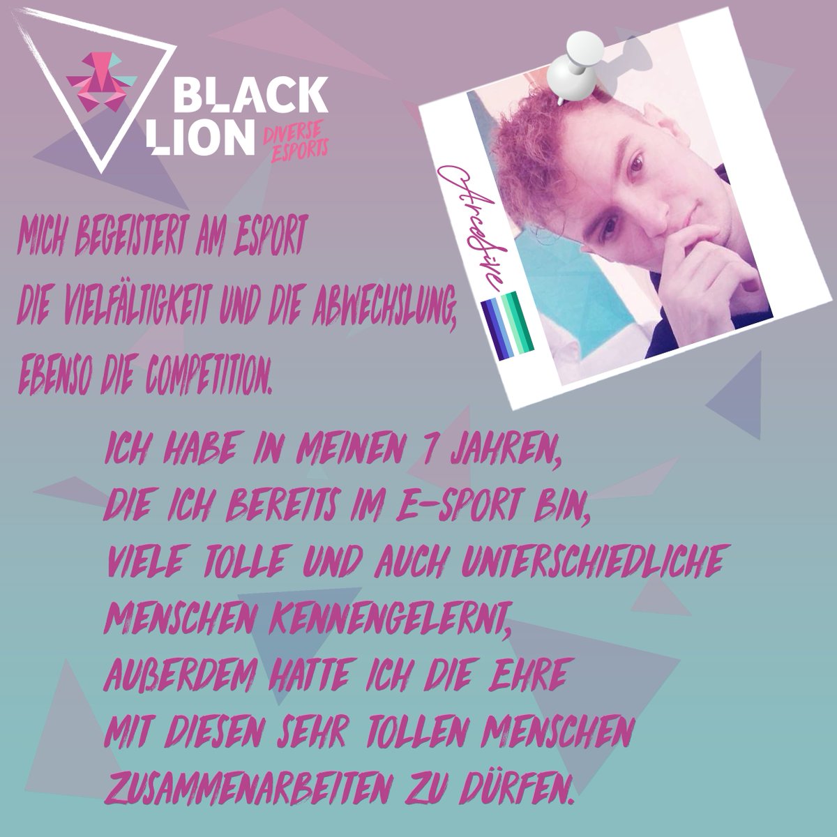 Als zweites Gesicht unserer Diversity Series seht ihr heute unseren Headcoach @ACESIVELOL1 🙌

Wir haben Marco die Frage gestellt, was ihn an der diversen Welt des Esport, wozu er sich auch zählen darf, so begeistert.

Augen offen halten, von Marco seht ihr bald noch mehr!👀