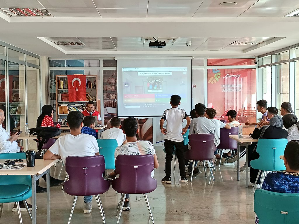 🌍 Bugün, Dünya Çevre Günü'nü gençlik merkezimizde coşkuyla kutladık! 🎉 Kahoot üzerinden düzenlediğimiz çevre bilinciyle ilgili bilgi yarışmasıyla herkes hem eğlendi hem de öğrendi. ♻️💚

#DünyaÇevreGünü 🌍
#ÇevreBilinci ♻️

@OA_BAK 
@gencliksporbak