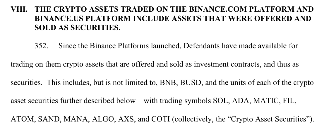 SEC claims $SOL, $ADA, $MATIC, $FIL, $ATOM, $SAND, $AXS etc are all securities