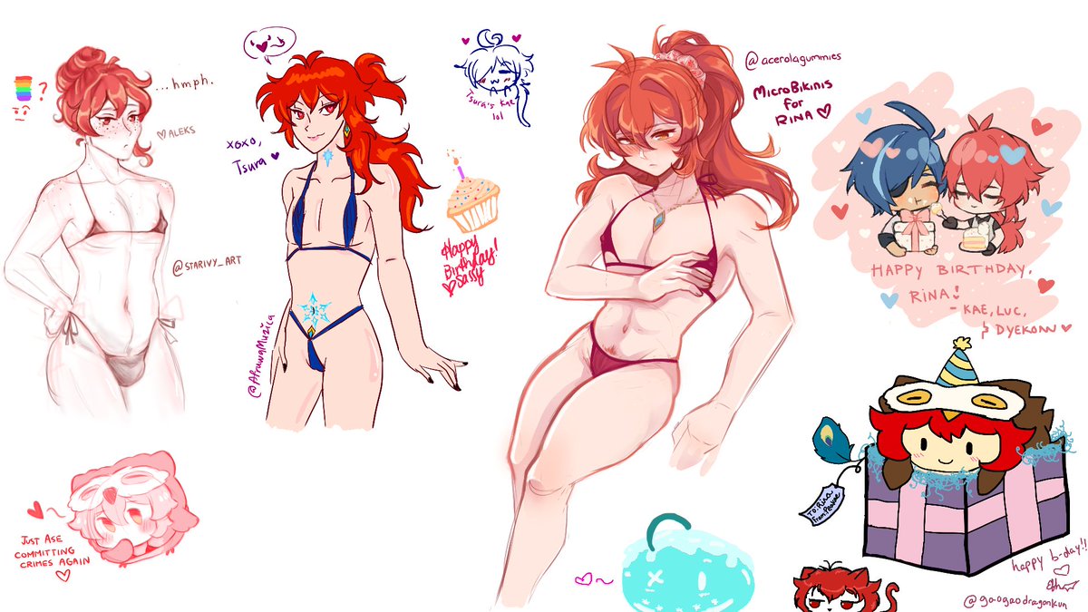 noctuababy's tweet photo. 🌷✨ HAPPY BIRTHDAY RINA!! ✨🌷

We organized a collab drawing on the #kaeluc server, ft @acerolagummies @starivy_art @AfruwaMuzica @gaogaodragonkun @assassysin @dyekonn and myself to celebrate the birthday of our favorite microbikini Diluc enjoyer, @bredluc 💌

Lots of hugs 💖 https://t.co/DxUDKeqVO9