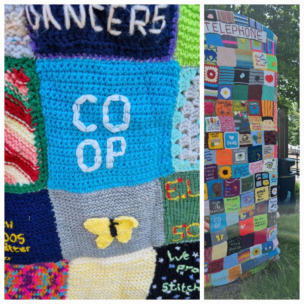 GemmaBroadhead2's tweet photo. Coop plays a vital role in Earls Barton. Thank you to the yarn decorators for adding us into the village box decorations. #itswhatwedo https://t.co/o85XWbXLXk