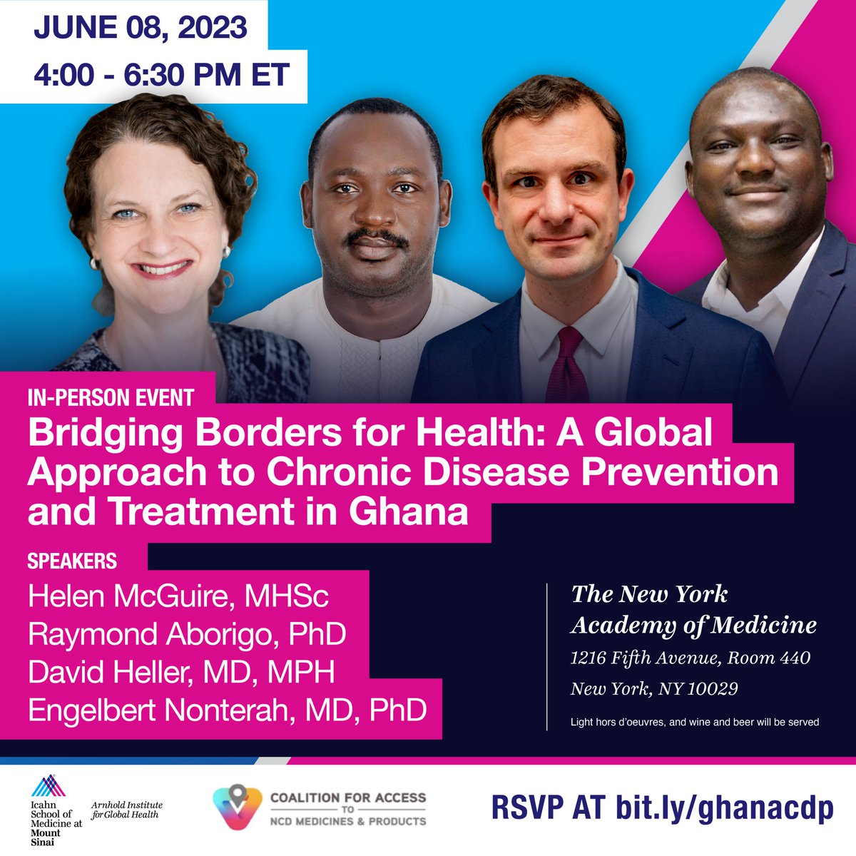 Helen McGuire (@helenmcguire14) on Twitter photo This Thursday, I'll be representing the <a href="/CoalitionNcd/">Coalition for Access to NCD Medicines and Products</a> on a panel discussing access to #NCD medicines and products. It's an honor to partner with the <a href="/ArnholdInst/">Arnhold Institute for Global Health</a> at this crucial meeting. Register here: bit.ly/ghanacdp This Thursday, I'll be representing the <a href="/CoalitionNcd/">Coalition for Access to NCD Medicines and Products</a> on a panel discussing access to #NCD medicines and products. It's an honor to partner with the <a href="/ArnholdInst/">Arnhold Institute for Global Health</a> at this crucial meeting. Register here: bit.ly/ghanacdp