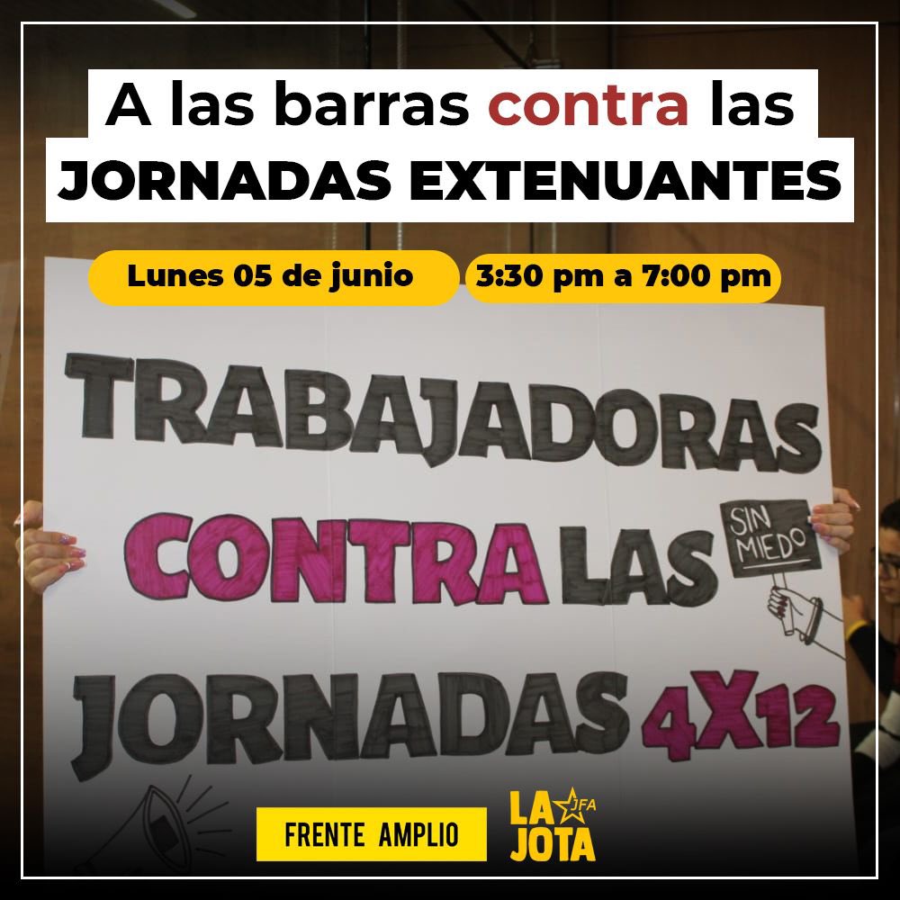 FrenteAmplio's tweet photo. Volvemos a las barras contra el proyecto de jornadas extenuantes de 12 horas ✊🏽💛

Estaremos desde las 2:30pm hasta las 7pm https://t.co/nTpmcRkr5S