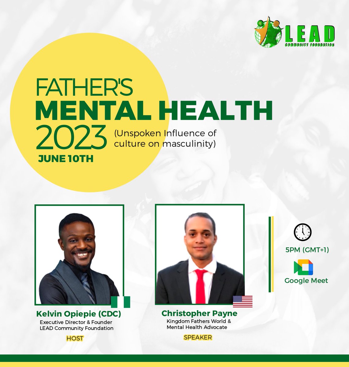 This webinar is put together to raise awareness of some of the mental health challenges faced by men, particularly those who are fathers and to dispel the stigma around this subject in order that more men can seek the help they need.

For more details chat.whatsapp.com/ICo1QOMwGTILlA…