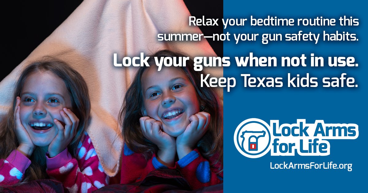 lockarmsforlife's tweet image. Relax your bedtime routine this summer—not your gun safety habits. Lock your firearms now with a free gun lock on us. Learn more at lockarmsforlife.org and help us all protect kids, teens, &amp;amp; families this summer. #SummerSafety #SafeGunStorage #KeepEmSafe #LockArmsforLife