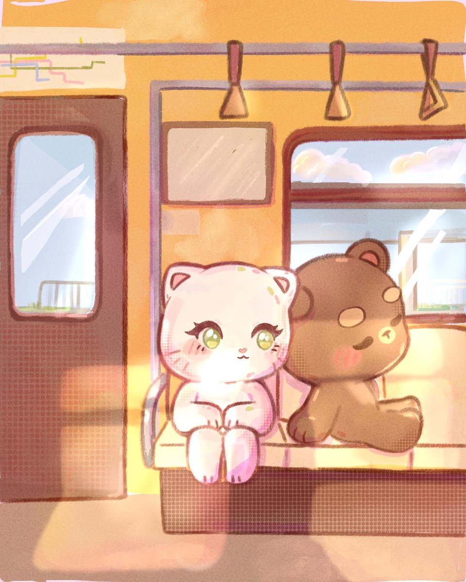 PawPencil's tweet photo. Cozy train ride ☀️🐻 https://t.co/vkUrHoTQXt