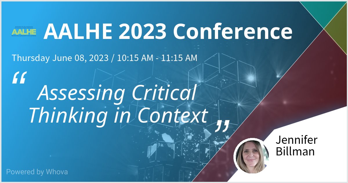 Looking forward to presenting this session at the AALHE 2023 Conference on Assessing Critical Thinking in Context. See details - via #Whova event app
<a href="/HACC_info/">HACC</a> <a href="/aalheorg/">AALHE</a>