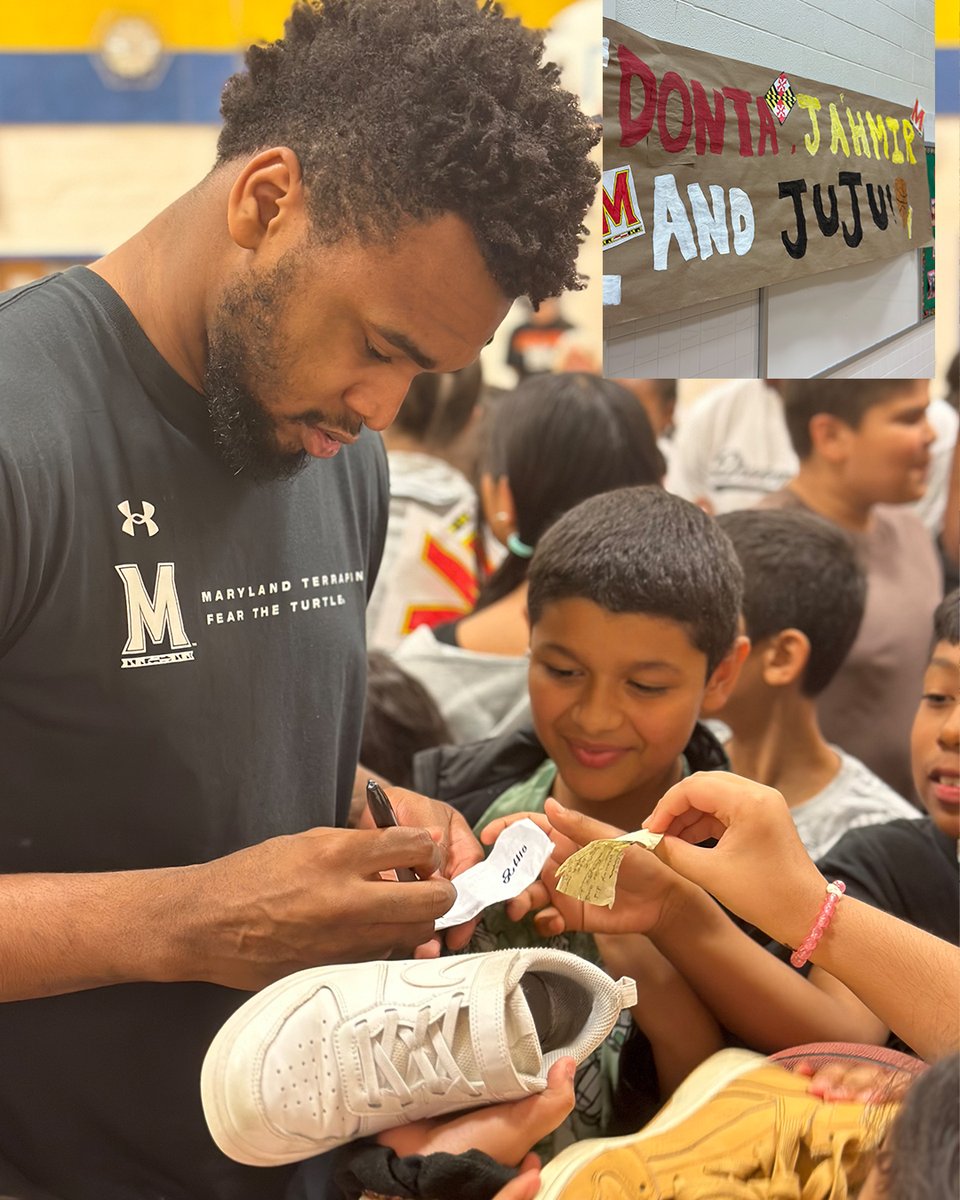 TurtleNIL's tweet photo. We had an awesome time hanging out with students from Garfield Elementary in Springfield, VA talking about the importance of quality education and how to persevere when faced with challenges. Thank you Garfield Elementary for all of your energy! #MarylandBasketball #TurtleNIL https://t.co/pbrkneY06O