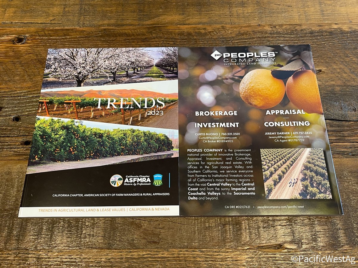 The California ASFMRA’s 2023 Trends book recently shipped – grab a copy today from @calasfmra!  Peoples Company is proud to contribute to and sponsor this invaluable publication – you can find us on the back cover!