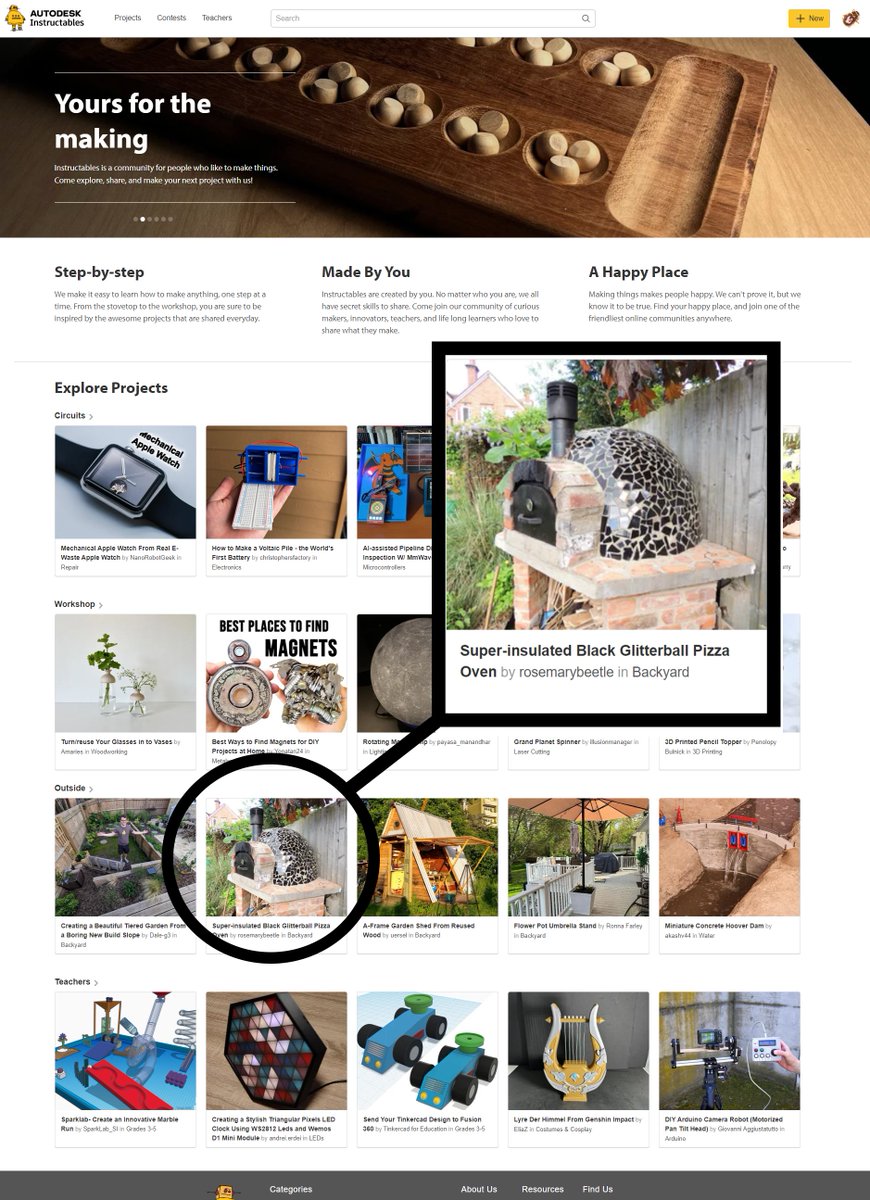 rosemarybeetle's tweet photo. Finally finished the epic write-up on @instructables  of the pizza oven from start to finish - including design, build, fire control and cooking examples.
I was rather pleased (and flattered) to see it featured on their home page - yay!
https://t.co/PZv6jhIYN5 https://t.co/8Wpql0YTIm