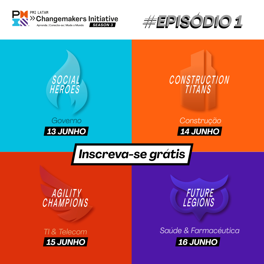 Participe do Episódio 1 dw #Changemakers Initiative!
• Aprenda conceitos, novidades, tendências e casos de sucesso;
• Conecte-se com outros profissionais de projetos da América Latina; e
• Gere impacto.

Inscreva-se - pmilatam.com/changemakers23…

#gerenciamentodeprojetos #pmilatam