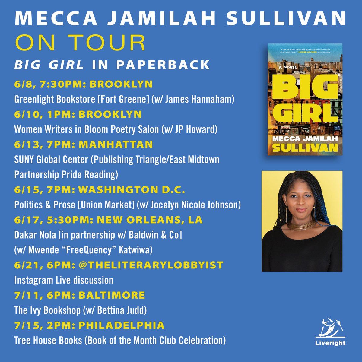Mecca Jamilah Sullivan (@mecca_jamilah) on Twitter photo BIG GIRL is out in paperback next week, w a gorgeous new cover and reading group guide! Can't wait to celebrate with @JamesHannaham @bettinajudd <a href="/jocelynjohnson/">Jocelyn L Johnson</a> <a href="/WomenWriteBloom/">Women Writers Bloom</a> <a href="/DAWNMICHELLEPR/">The Literary Lobbyist</a> <a href="/TheIvyBookshop/">The Ivy Bookshop</a> <a href="/pubtri/">inarà</a> <a href="/PoliticsProse/">Politics and Prose</a> <a href="/BaldwinBooks/">Baldwin & Co. Books & Coffee</a> and you! BIG GIRL is out in paperback next week, w a gorgeous new cover and reading group guide! Can't wait to celebrate with @JamesHannaham @bettinajudd <a href="/jocelynjohnson/">Jocelyn L Johnson</a> <a href="/WomenWriteBloom/">Women Writers Bloom</a> <a href="/DAWNMICHELLEPR/">The Literary Lobbyist</a> <a href="/TheIvyBookshop/">The Ivy Bookshop</a> <a href="/pubtri/">inarà</a> <a href="/PoliticsProse/">Politics and Prose</a> <a href="/BaldwinBooks/">Baldwin & Co. Books & Coffee</a> and you!