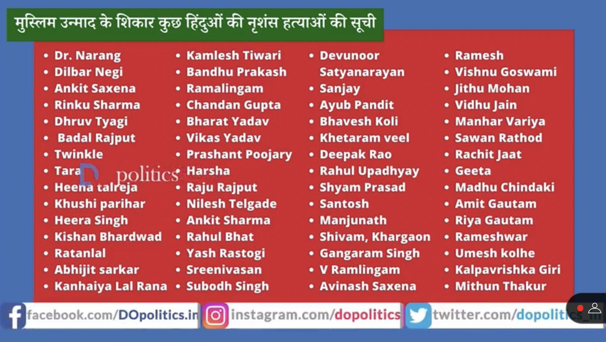 ajeetbharti's tweet photo. बिलकुल सही जुबैर! कन्हैया लाल, उमेश कोल्हे, किशन, अंकित, राहुल, प्रशांत, नीरज…

जान की कीमत कहाँ है! कुछ तो तब मारे गए जब तुमने कटा हुआ वीडियो शेयर किया था। याद है? साल भर ही तो हुआ है। https://t.co/zEJrHrTDCo