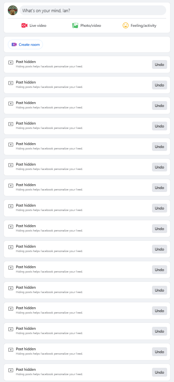 IanBMercer's tweet photo. @Facebook this is what my Facebook feed looks like. 15 irrelevant 'Suggested' posts before I see a single post from my friends group. Every heard of 'User Experience'? Maybe look it up.

And yes, I know it's my own fault for still being on Facebook. https://t.co/qYSbRswdau