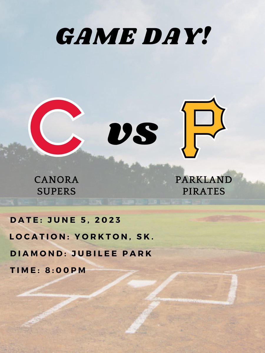 PkldPirates's tweet photo. GAME DAY:

Pirates host the @CanoraSupers under the lights at Jubilee Park for our 2nd meeting.

First pitch 8:00PM

#SESBL https://t.co/FhdxwHgkhB