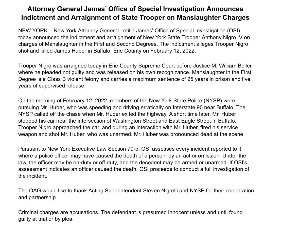 Nick Reisman on Twitter "AG James New York State trooper indicted on