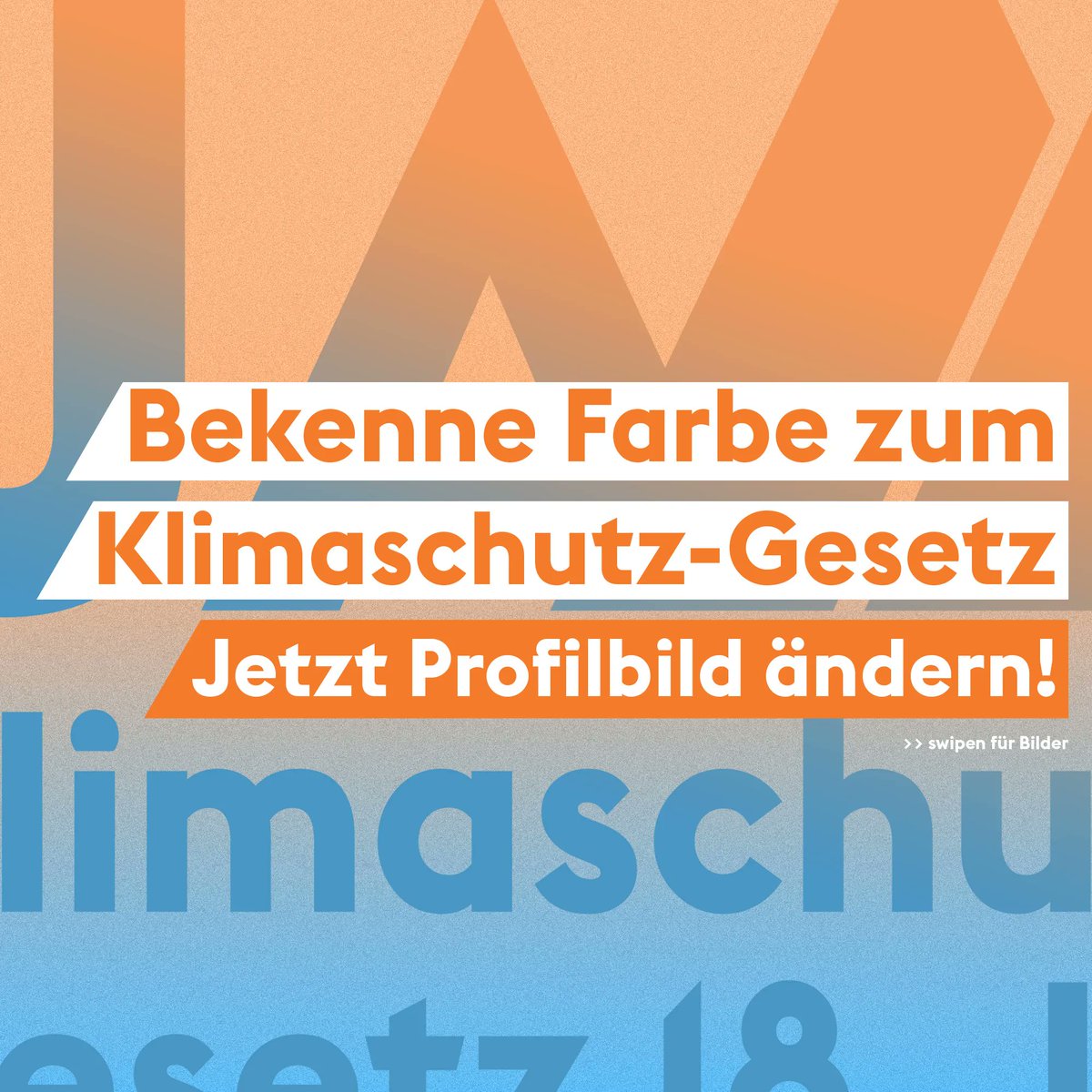 klimaschutzja's tweet photo. Screenshotten, runterladen, Profilbild wechseln! Bekenne jetzt Farbe zum Klimaschutz-Gesetz 💙 🧡 . Tausche jetzt dein Profilbild aus oder erstelle ein Testimonial auf https://t.co/YWx7LbEgTf. Wir zählen auf dich. Jede Stimme zählt! https://t.co/LOY3LJ0Tp5