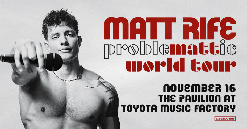 JUST ANNOUNCED ❗ Get your giggles on with <a href="/MattRife/">Matt Rife</a> at The Pavilion at Toyota Music Factory on November 16! Presale tickets available this Thursday from 10AM - 10PM with code DISCO. General on sale begins this Friday at 10AM. 🎫 Check out more info here: livemu.sc/3oL0xv8
