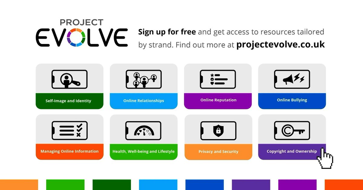 UK_SIC's tweet photo. ProjectEVOLVE is the free online toolkit that supports professionals with educating their students around their digital development from early years right up to 18. Get access to hundreds of resources right here: https://t.co/4RHabNZXlE https://t.co/bTBb4quCwC