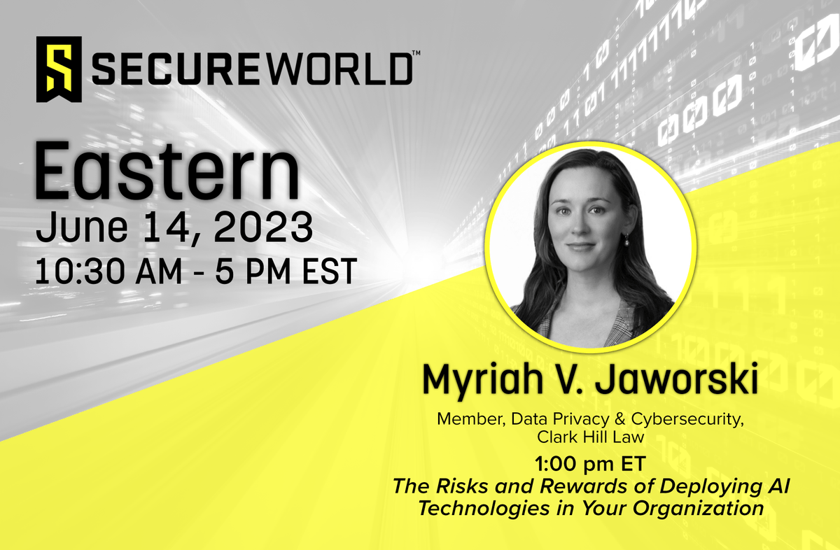 ClarkHillLaw's tweet photo. Myriah Jaworski will speak at the 3rd annual SecureWorld Eastern Virtual Conference: The Risks and Rewards of Deploying AI Technologies in Your Organization. #SecureWorldVirtual
Register here: https://t.co/TrLnQnV2ah https://t.co/FqSIwbBEbH