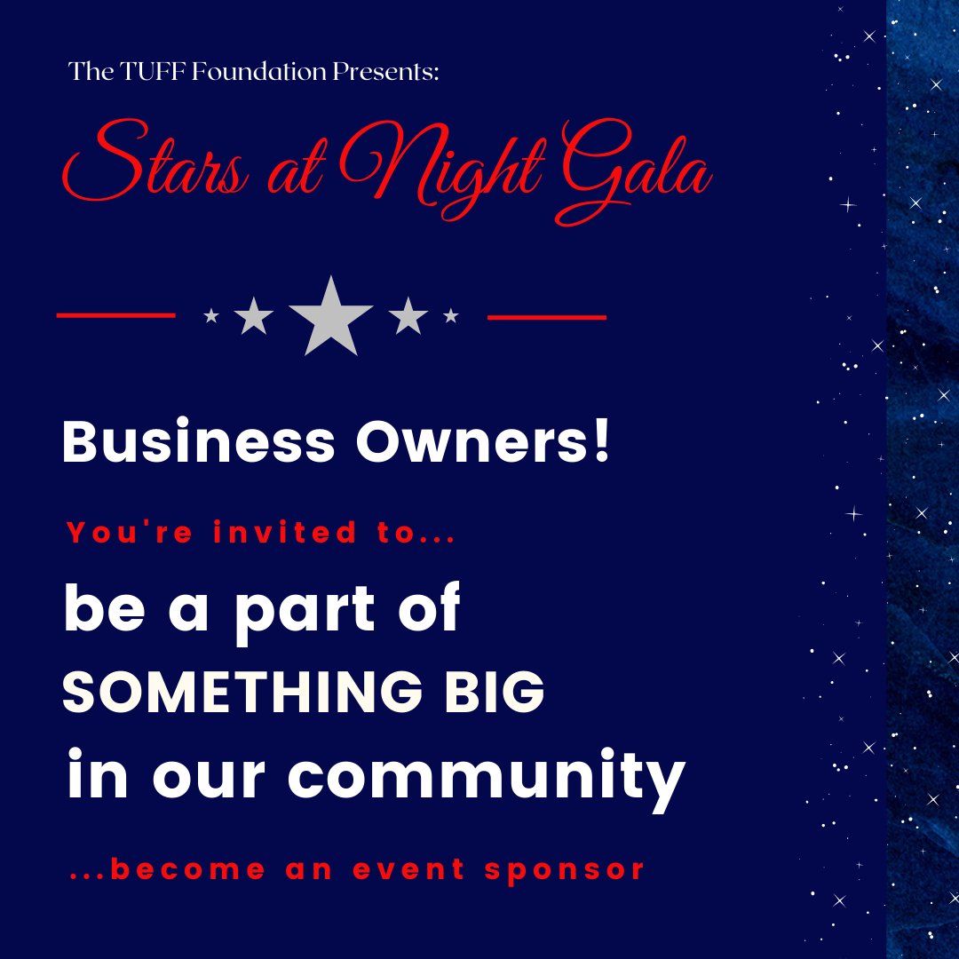 Business Owners! We invite you to be a part of something exceptional and be a sponsor for the Stars at Night Gala. Reach out via email at tuff4texas@gmail.com for sponsorship information.

#tuff #localsupport #shoplocal #smallbizowner #sponsorship #tuffgala