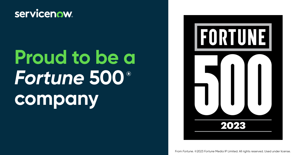 It's an honor to share @ServiceNow has joined the @FortuneMagazine 500! This is a major milestone on our journey to become the Defining Enterprise Software Company of the 21st Century. THANK YOU to our TEAM, customers, partners, the ServiceNow community for your support & trust.