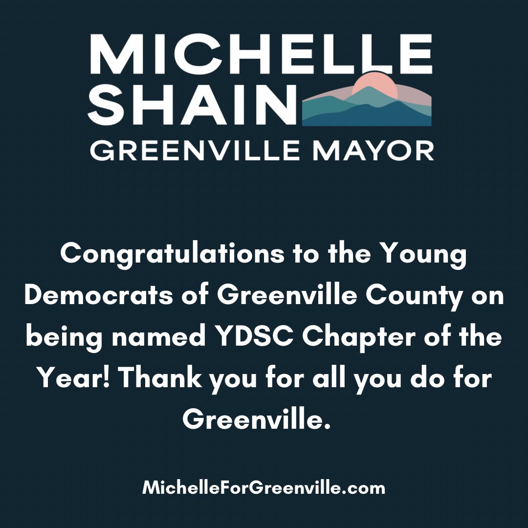 The Young Democrats of Greenville County (@ydgreenville ) were named @YoungDemsofSC 2023 Chapter of the Year. A huge congratulations to these tenacious young people putting in the work to move our city, county, state and nation forward. #YoungGetsItDone #yeahTHATGreenville