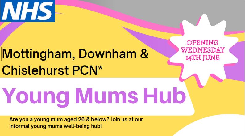 Young mums in #Mottingham, #Chislehurst & #Downham join the hub and get information on health and wellbeing 🤗 With free lunch, signposting to services, social prescribing, smoking cessation and more. 👉14 June 10am-2pm. St Edward’s Church, St Keverne Road, SE9 4AQ @MBLR_Mott