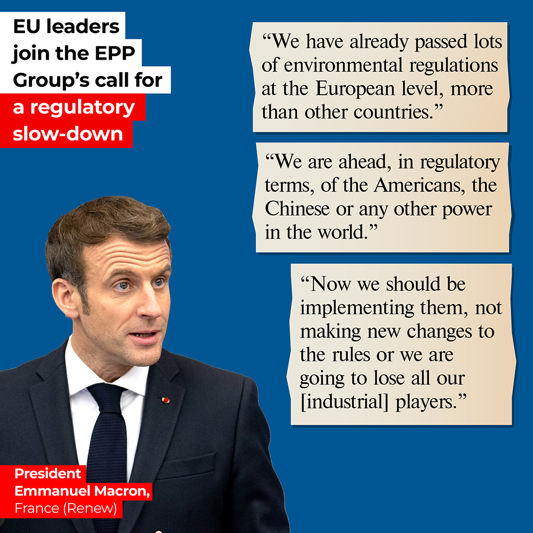 The @EPPGroup has long been calling for a regulatory slowdown. 

We are glad to see other EU leaders supporting our regulatory slowdown initiative. 

Overloading Europeans with new legislation they cannot digest and comply with will get us nowhere. 

#RegulatoryBurden
