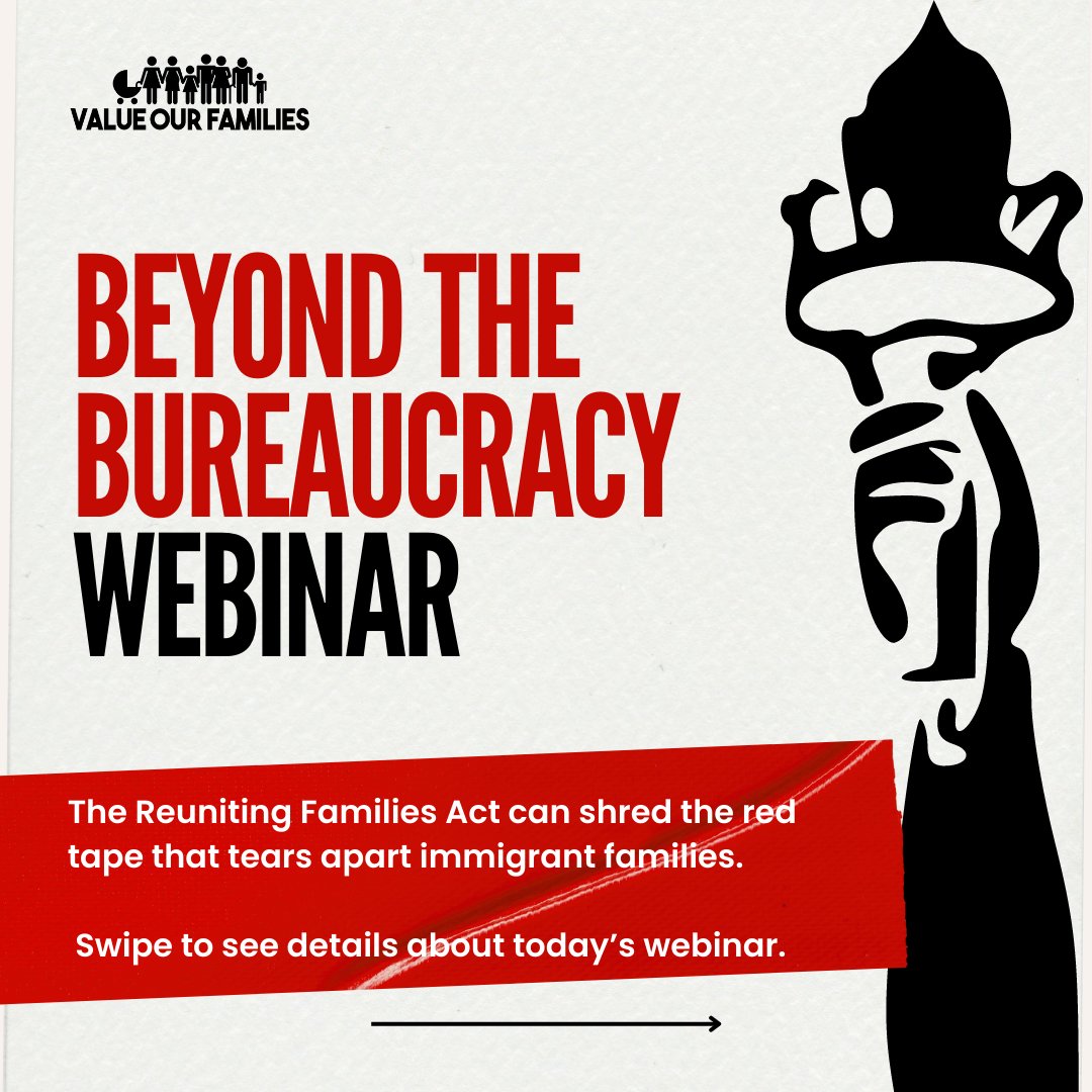 ValueFamilies's tweet image. 📣We’re kicking off our week of action with a webinar discussing how the Reuniting Families Act can help revitalize a 20 year old family immigration system.

The webinar is today at 12PM PDT / 2PM CDT / 3PM EDT, in person and virtually. Link in bio.

#WeekofAction #VOF