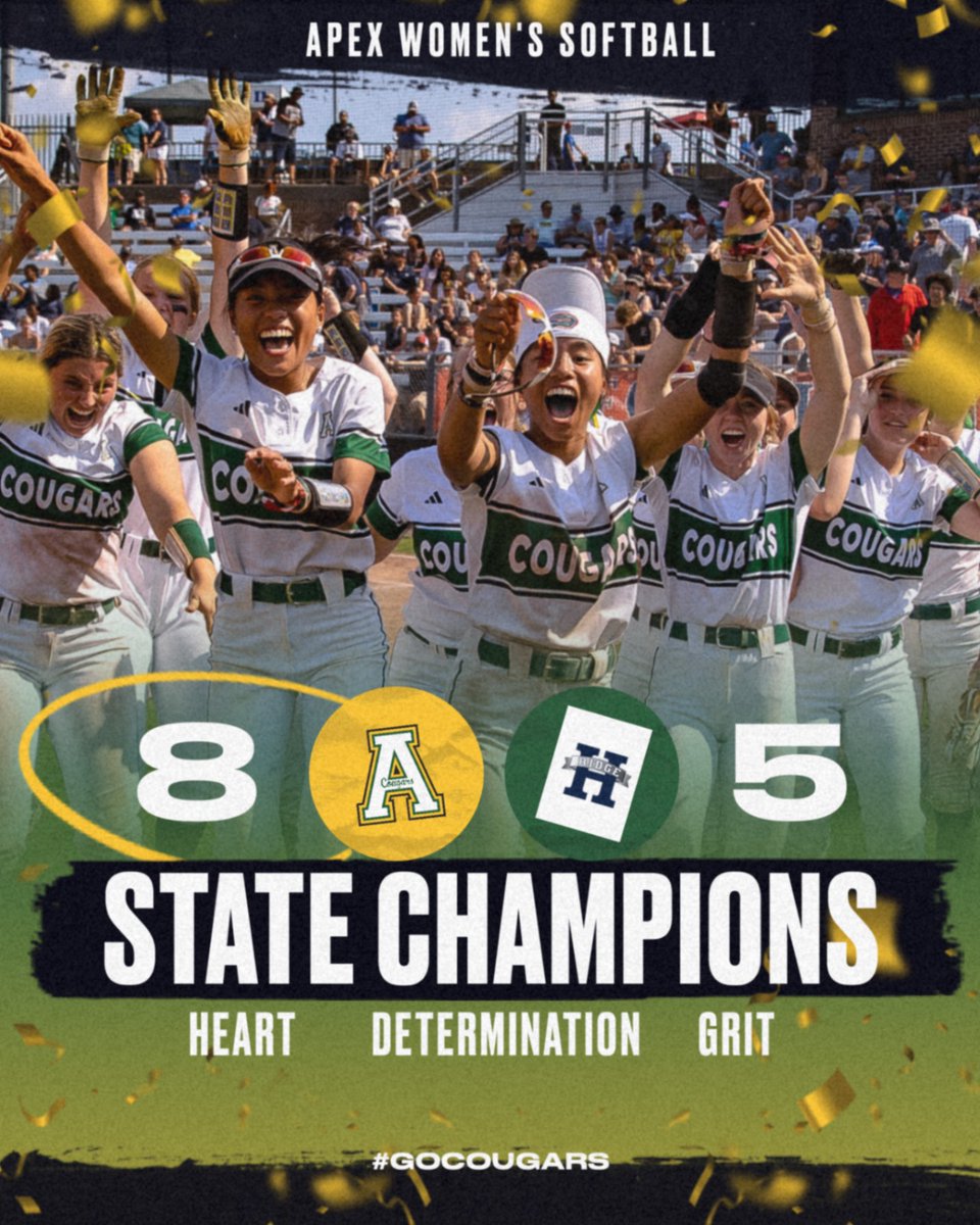 Apex Cougar Club (@apexcougarclub) on Twitter photo Congratulations APEX WOMEN’S SOFTBALL on NC 4A STATE CHAMPIONS!!
<a href="/softballapex/">Apex HS Softball</a> <a href="/apexhighschool/">Apex High School</a> <a href="/apexhsathletics/">Apex Athletics</a>
📸: @tim_ts_images Congratulations APEX WOMEN’S SOFTBALL on NC 4A STATE CHAMPIONS!!
<a href="/softballapex/">Apex HS Softball</a> <a href="/apexhighschool/">Apex High School</a> <a href="/apexhsathletics/">Apex Athletics</a>
📸: @tim_ts_images