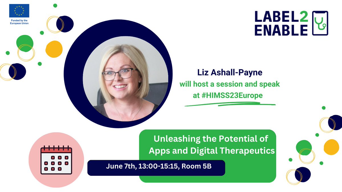 OrchaHealth: RT @Label2E: It´s tomorrow 😀
@LizAshallPayne will host “Unleashing the Potential of Apps and Digital Therapeutics” for #Label2Enable in #HIMSS23Europe

When: June 7, ⏰13:00-15:15

Where: Lisboa Congress Centre (CCL), Room 5B

Check more: …
