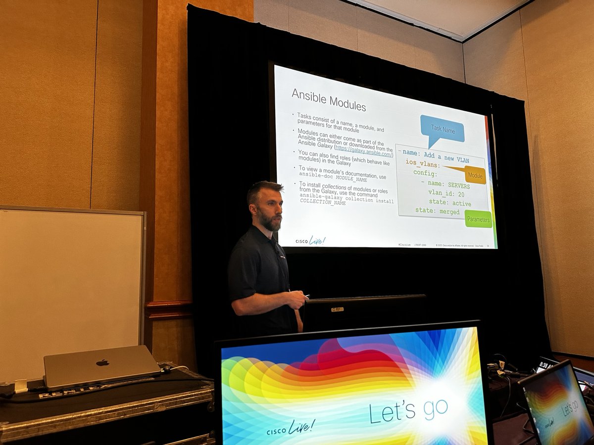 LearningatCisco (@learningatcisco) on Twitter photo Expounding on Ansible for network automation with <a href="/breakintheweb/">Breakintheweb</a> in "Building Config Change Confidence with #CML and NetDevOps."
Instructor-led lab happening now at #CiscoLive: Expounding on Ansible for network automation with <a href="/breakintheweb/">Breakintheweb</a> in "Building Config Change Confidence with #CML and NetDevOps."
Instructor-led lab happening now at #CiscoLive: