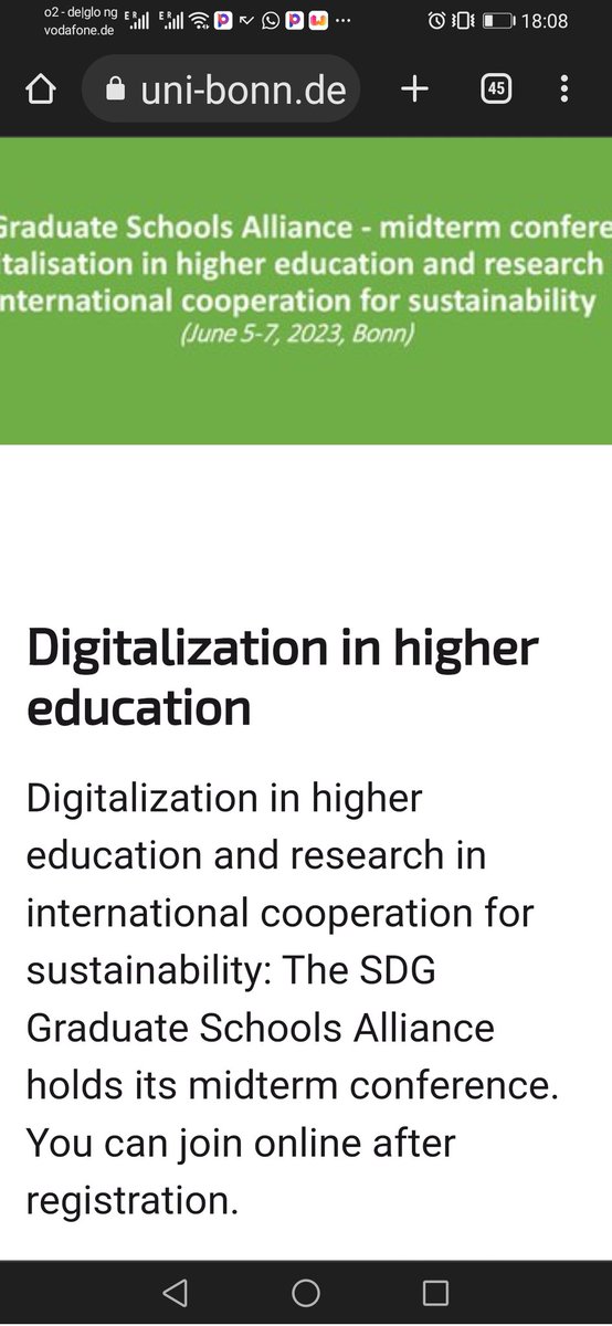 SDG Graduate School Alliance - midterm conference.  "Digitalisation in higher education and research in international cooperation for Sustainability (June 5-7, 2023 Bonn).
uni-bonn.zoom.us/meeting/regist…

#DAADSDGAlliance