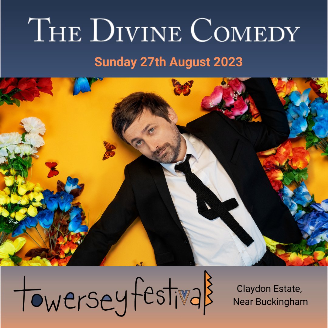 📢 FESTIVAL REMINDER!
#TheDivineComedy headline @towerseyfesti on Sunday 27th August.
Day tickets are available at: towerseyfestival.com
See the band in the beautiful surroundings of the Claydon Country Estate ❤️ 
#TowerseyFestival #Buckinghamshire