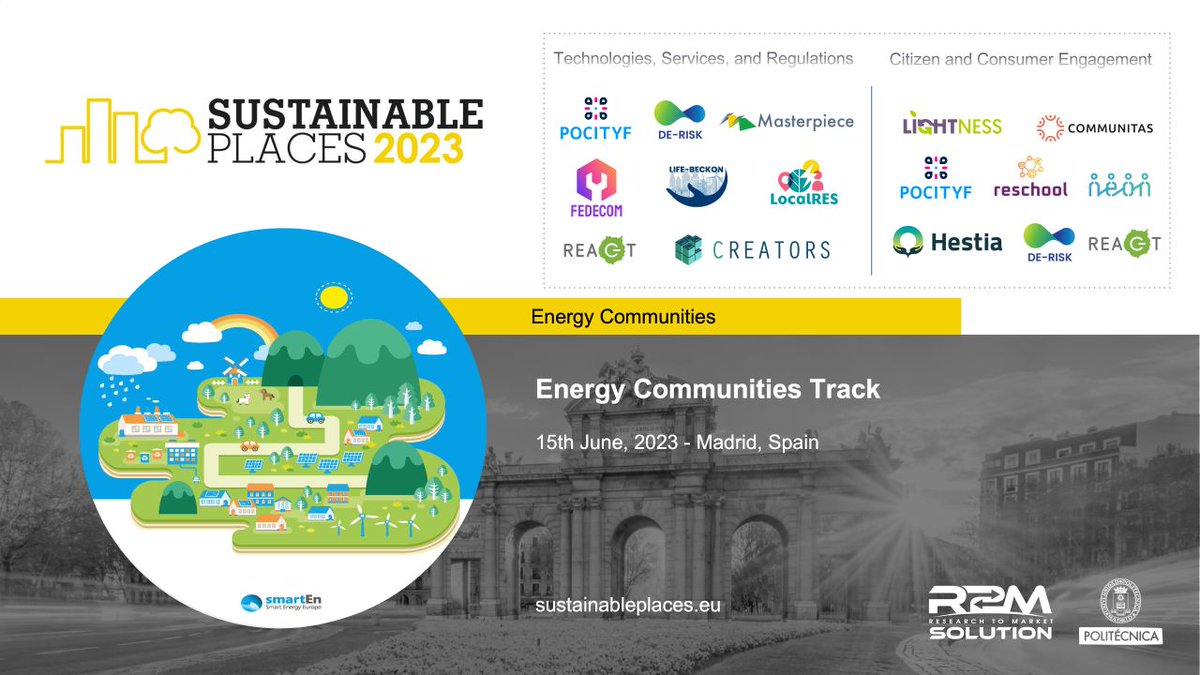 ReschoolEnergy's tweet photo. 📅 📣 Save the date! On June 15 at 2 PM CEST we will be in Madrid at @sustainplaces 2023.
💡 RESCHOOL participates in the workshop on Energy Communities Track Part 2: Citizen and Consumer Engagement.
We are looking forward on seeing you there! https://t.co/ACPzBzlSeW