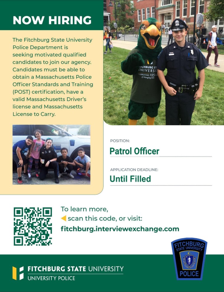 Fitchburg State PD (@fsupd) on Twitter photo fitchburg.interviewexchange.com/static/clients…
That link will do two things.
1) It will be the first step in a rewarding career in law enforcement
2) It will take you to the Police’s job posting
So click the link, see some of the benefits we offer, and take the next step to become a police officer. fitchburg.interviewexchange.com/static/clients…
That link will do two things.
1) It will be the first step in a rewarding career in law enforcement
2) It will take you to the Police’s job posting
So click the link, see some of the benefits we offer, and take the next step to become a police officer.