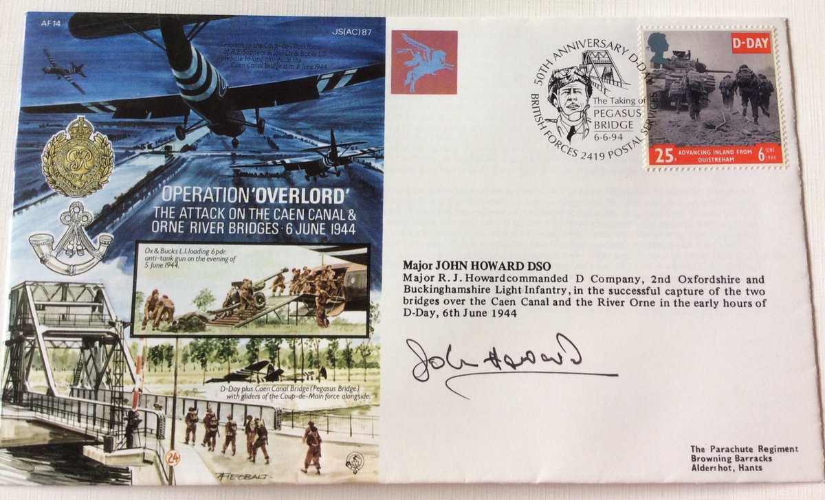 cjayres11's tweet image. First day cover from the Parachute regiment, Aldershot with Major Howards DSO Autograph 

#Pegasus #Oxs #Bucks #Overlord #Aldershot #Howard #chefontour #History #SWW #Dday79 #Dday #Normandy #Orne #Gliders #Horsa