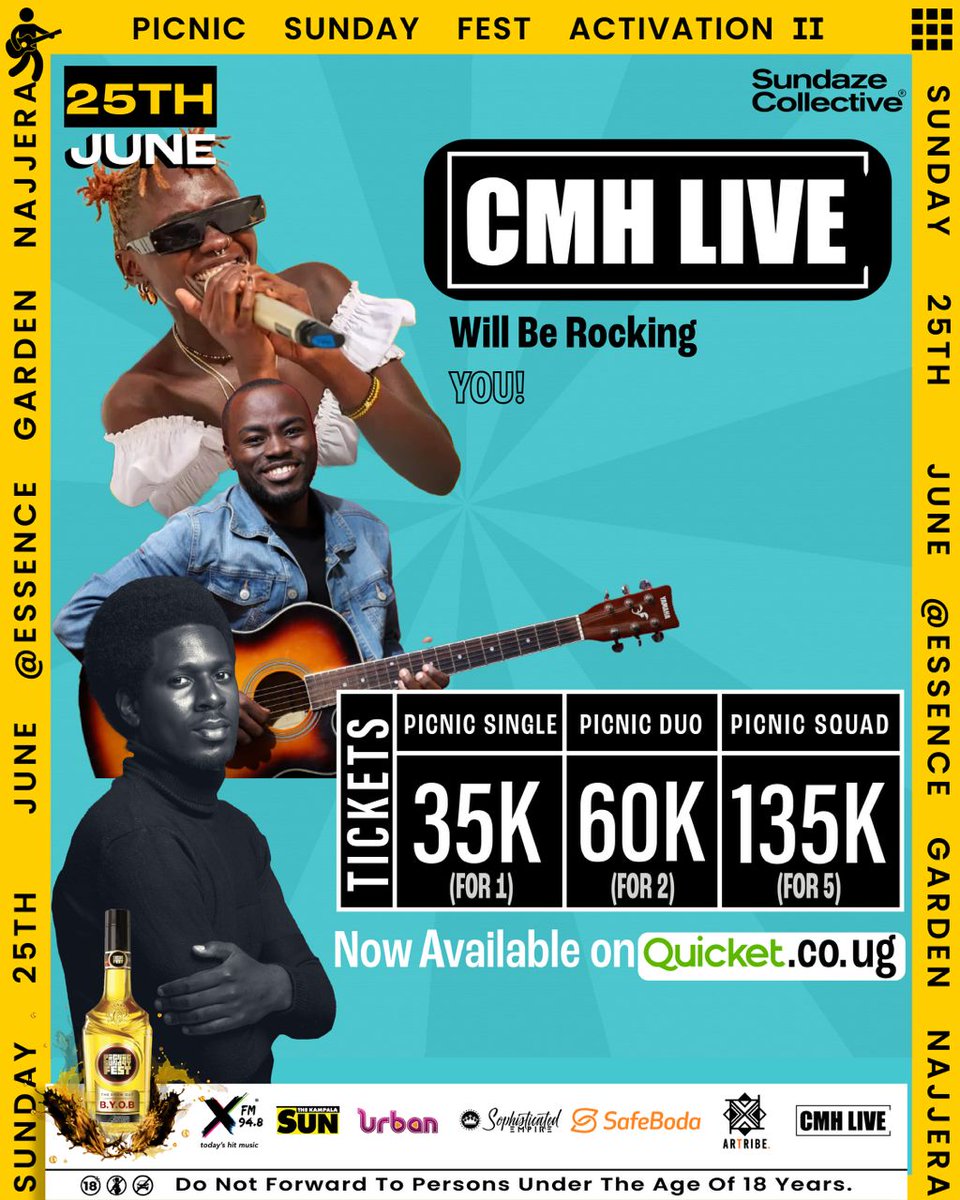 #PicnicSundayFest is here 25th June at Essence Garden Najjera

And time is ticking,  don't  miss out! Secure your tickets now at Quicket.co.ug. Grab yo tickets we dede #PicnicSundayFest