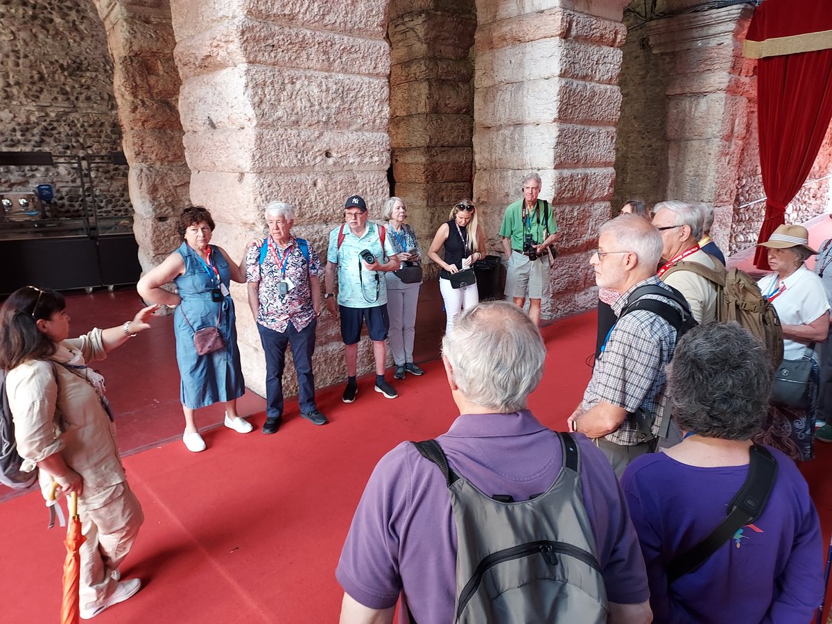 #Tuftsalumni learning about the Roman Arena in #Verona, built in 30 A.C.E and still in use today. Roman engineering! #tuftstravellearn #alumnitravel #educationaltravel
