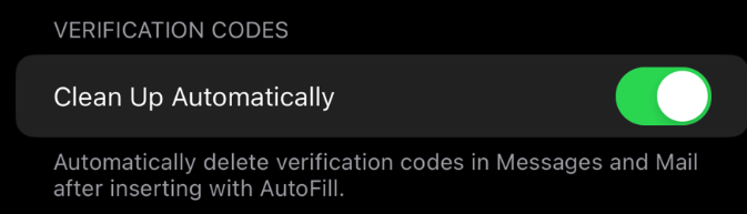 aaronp613's tweet photo. In iOS 17, you can now have verification codes be auto-deleted in both Messages and Mail https://t.co/SOBLaRjl0W