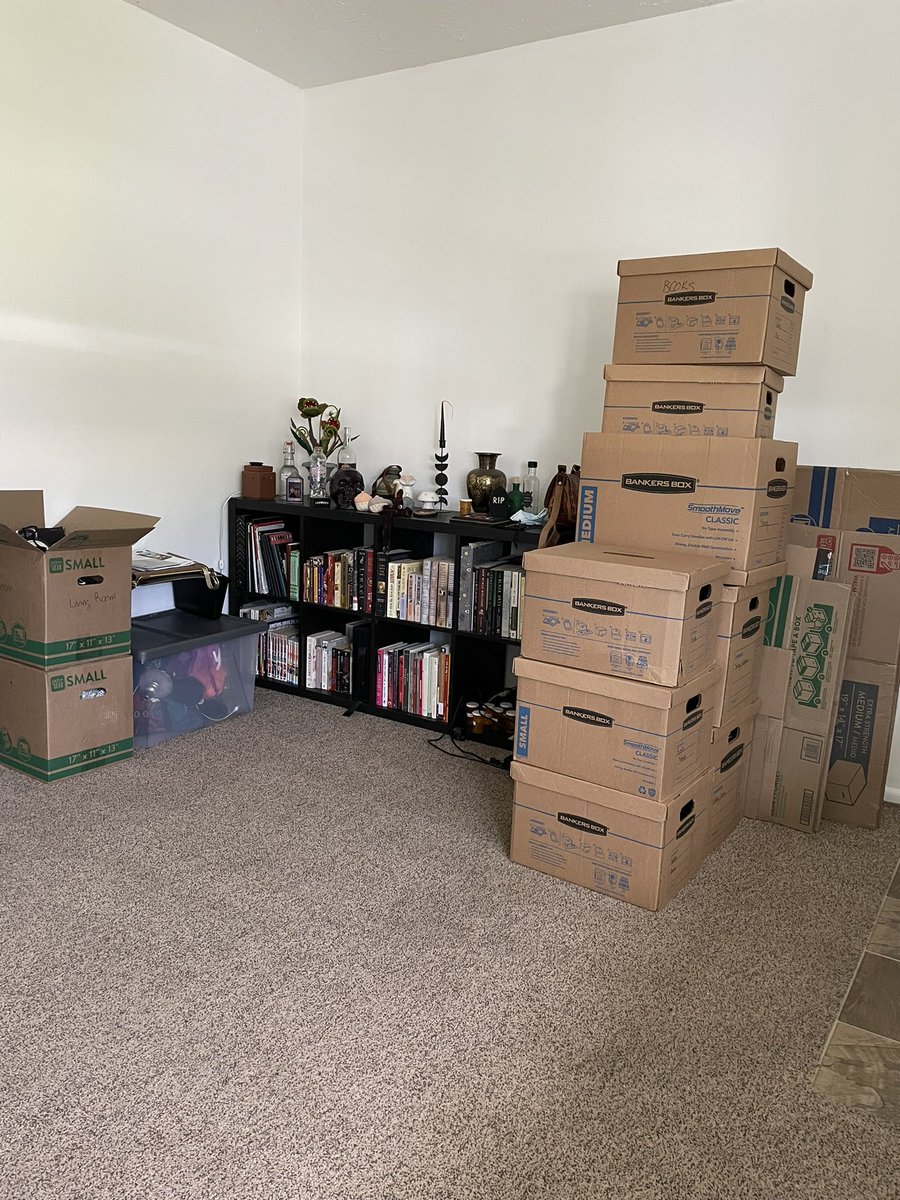 SecondhandDead's tweet image. Just artwork left to unpack…wish I could send all these still good boxes to @CozyKathryn