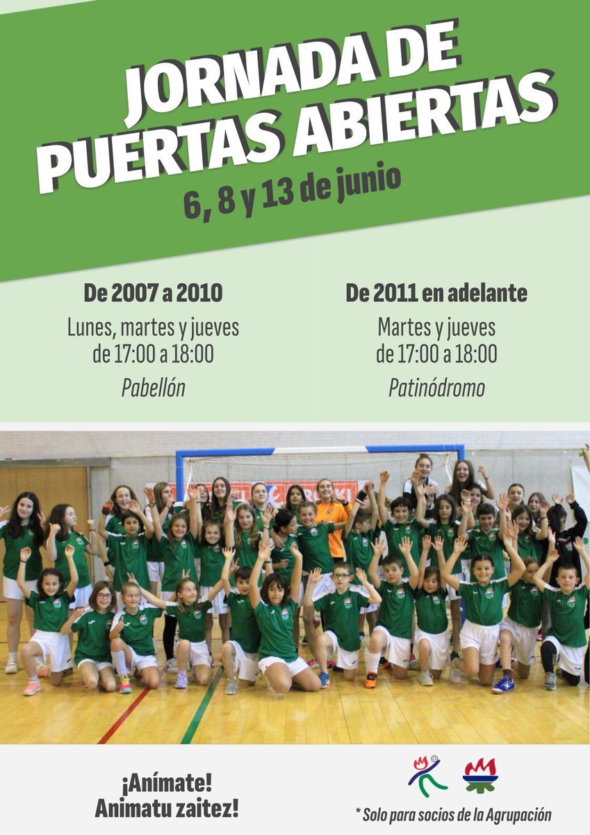ADSanJuanDKE's tweet photo. 🤾‍♀️ #Balonmano San Juan organiza una jornada de puertas abiertas

💚 Cita exclusiva para socios y socias de #SomosSanJuan. 

¡Anímate! Animatu zaitez! 👏🏻

➡️ https://t.co/ZUPNEJWtXJ https://t.co/irmpw1EtLV