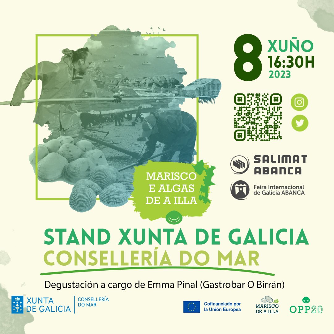 mariscodeailla's tweet photo. Non podes faltar este xoves 8 de xuño á nosa cita en @SalimatAbanca no stand da @MarXunta ás 16:30 para degustar #ameixababosa, #carneiro, #codium, #kombu e #wakame da man de Emma Pinal de #obirrangastrobar https://t.co/ccR6BooXoV