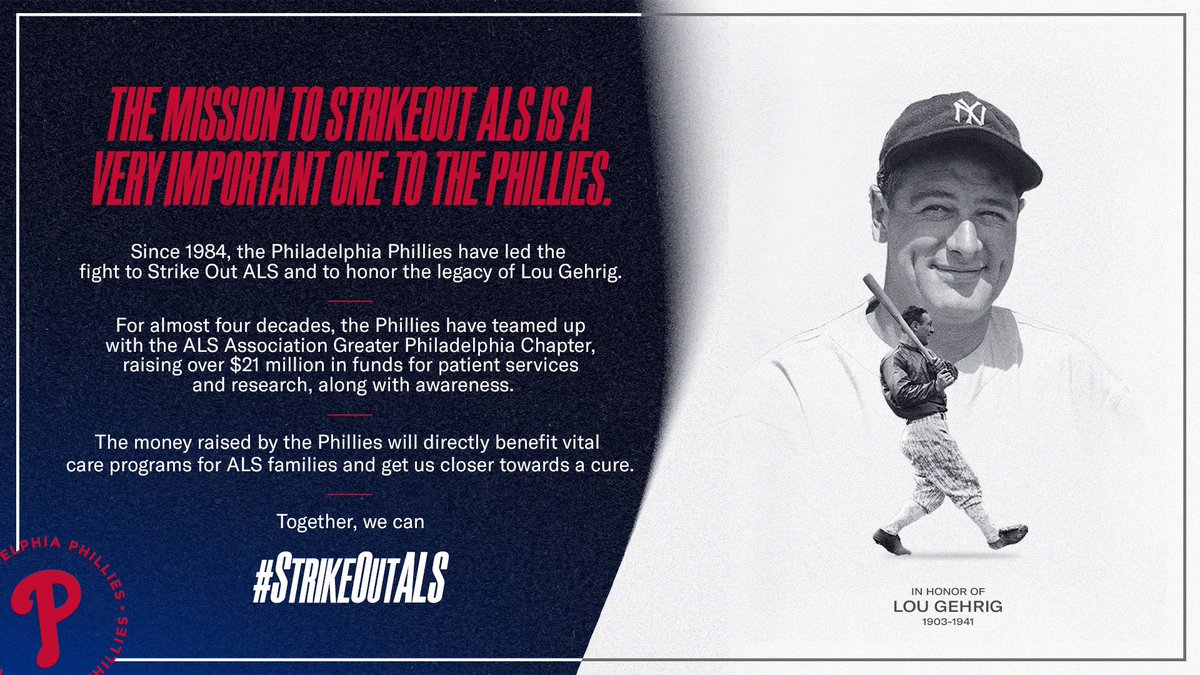 Tonight on ALS Awareness Night, we continue to honor Lou Gehrig's life and legacy.

The Phillies stand behind the fight against ALS. #StrikeOutALS