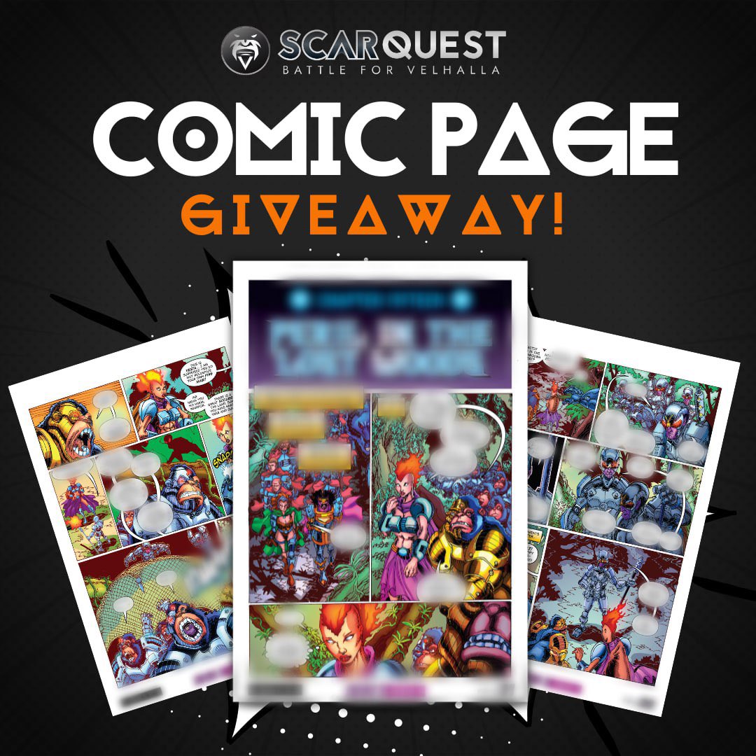 🎉Get ready for an EPIC giveaway! 
In celebration of the new and improved OpenSea Collection we are going to giveaway another Comic Page for this upcoming Tuesday Twitter Space. 

How to join? 
1. Just follow <a href="/ScarQuest/">ScarQuest</a>
2.  LIKE +  RETWEET 
3. Tag a Friend and be in Space.
