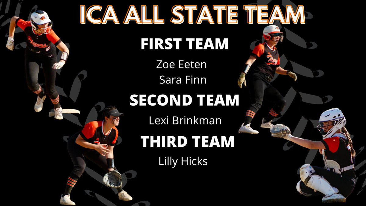 IBtigersoftball's tweet photo. Congrats Lilly, Zoe, Sara and Lexi on being selected for the ICA All State Team! #ibtigerpride https://t.co/JDW2AYH3DU