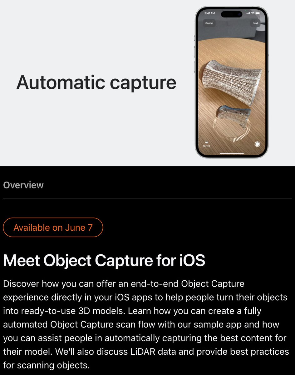 Object Capture coming to iOS 17: